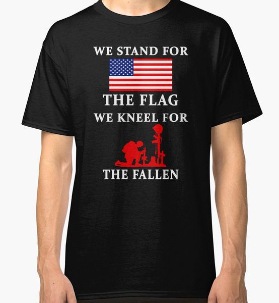 

we stand for the flag we kneel for the fallen men's black t-shirt clothing tee shirt casual short sleeve t shirt tee