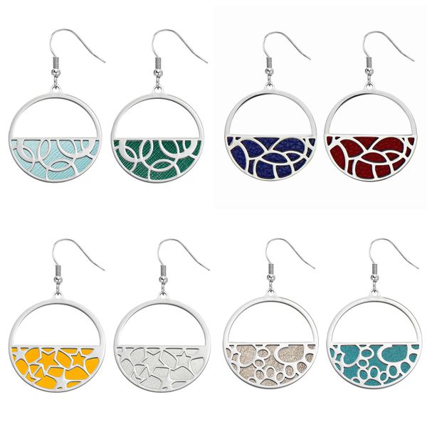 

legenstar luxe dangle earrings for women stainless steel jewelry reversible leather drop earring boucle d'oreille femme 200923, Silver