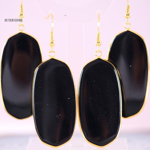 

new without tags fashion jewelrly natural stone black onyx dangle earrings 1pair ru002, Silver