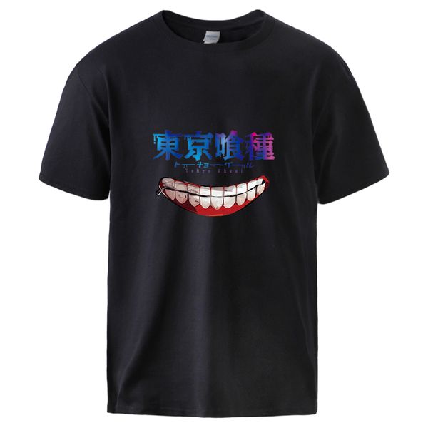 

tokyo ghoul print tee shirts summer men's short sleeve cotton streetwear japan anime harajuku black t shirt loose casual tee