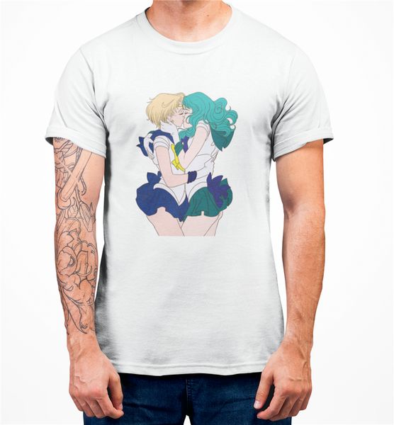 

uranus neptune sailor moon anime girls men's printed white cotton t-shirt cotton customize tee shirt