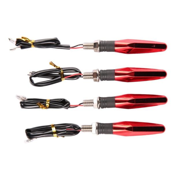 

universal 4 pcs red motorcycle led turn signal light indicator racer light blinker bicycle accessories