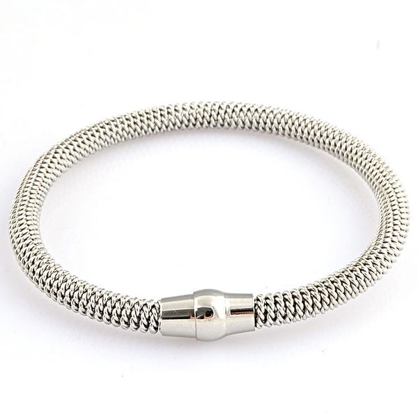 

bangle women men spring magnetic cable bracelet color gold stainless steel twisted wire cuff clasp bracelets jewelry, Black