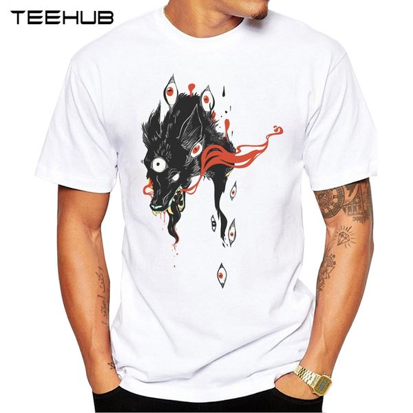 

new arrivals 2019 teehub cool men's fashion magical wolf design t-shirt short sleeve o-neck hipster tee