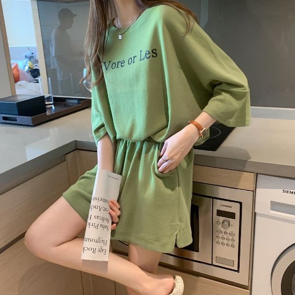 

2020 new casual fashion sports shorts suit pants suitshorts pants setwomen's summer loose student running summer two-piece suit gp1vv g, Gray