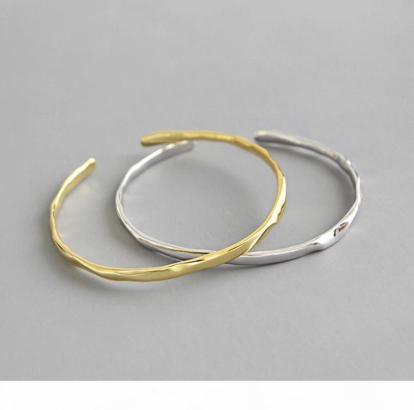 

vintage 925 sterling silver charm bracelets bangles minimalism concave open cuff bangle friendship bracelets fashion jewelry, Black