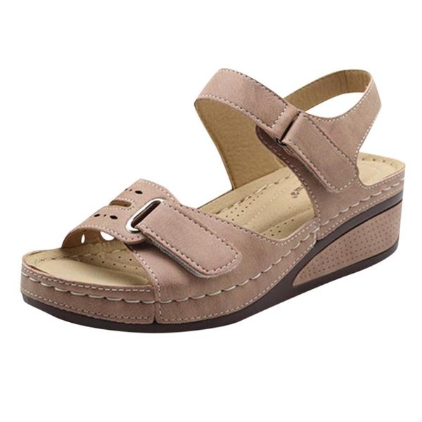 

sagace women sandals 2020 summer new sandals solid color thick bottom wedge heel open toe light and comfortable beach shoes, Black