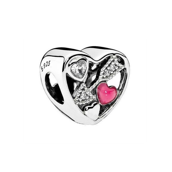 

new 100% 925 sterling silver 1:1 authentic 792039cz struck by love enamel cz sterling silver charm bracelet original women gift, Black
