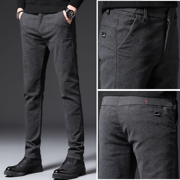 

autumn elastic men's slim korean youth straight men's 2020 casual pantstrousers casual pants winter pants business fashion all-mat, Blue