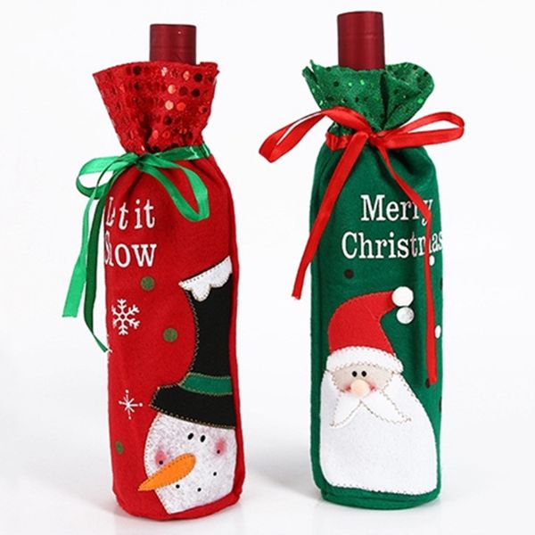 

santa claus wine bottle cover christmas decorations for home 2020 christmas stocking gift new year's decor 2021
