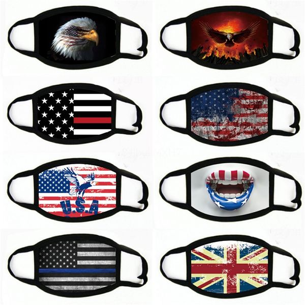

usa america flag eagle print masks washable cotton face mask breathable resuable women man fashion mask#693, Black
