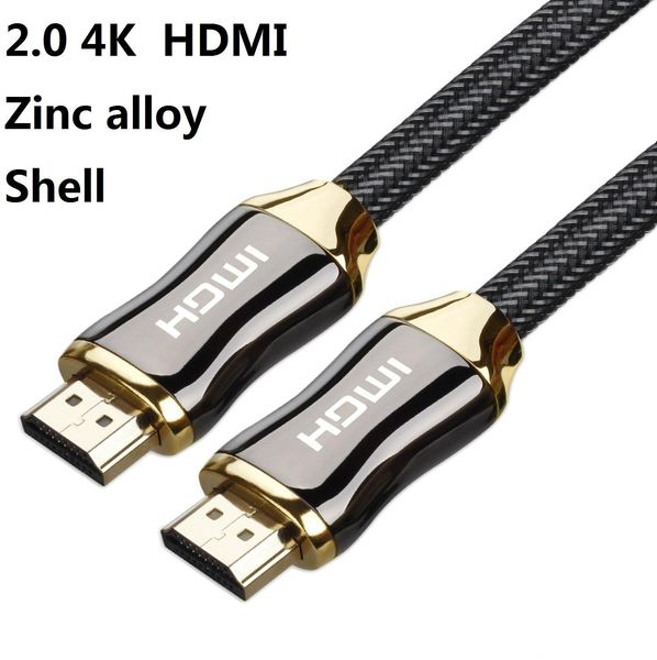 

1m 1.5m 2m 3m 5m zinc alloy gold plated hdmi cable nylon braided v2.0 4kx2k 3d hdtv cable 20pcs/lot