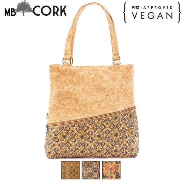 

natural cork tote handbag | made with cork fabric bag-2009