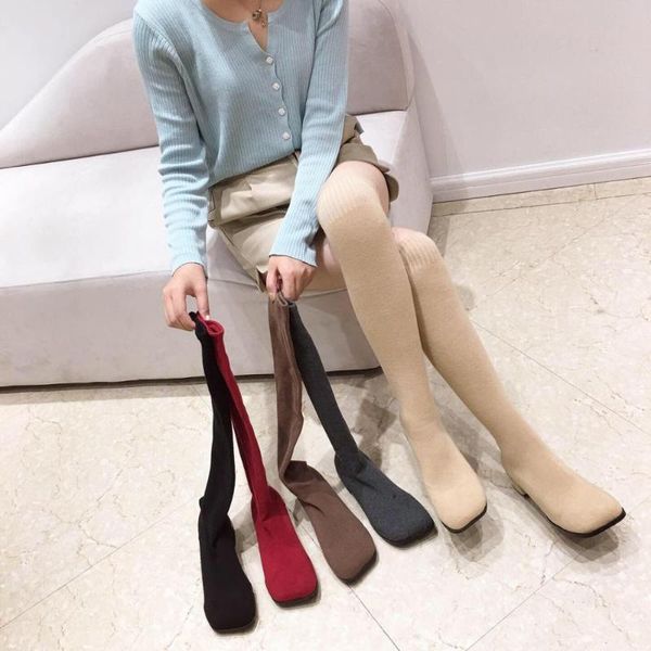 

winter boots lady round toe booties ladies boots-women women's rubber shoes rain thigh high heels high 2020, Black