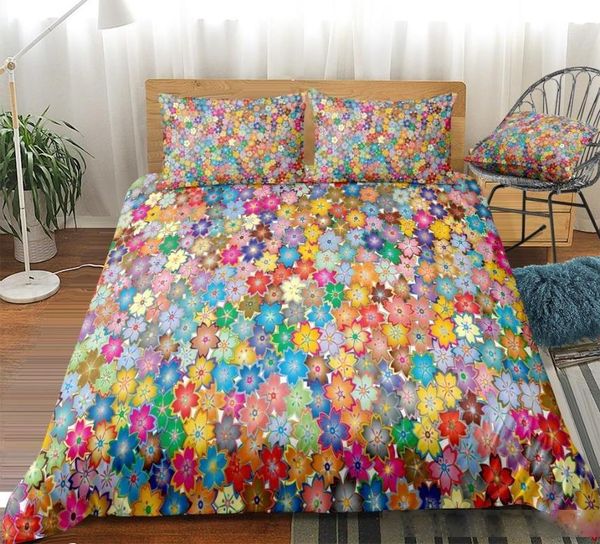 

floral bedding set colorful flowers duvet cover set boho plants bedspread pastoral style beds botanical quilt cover