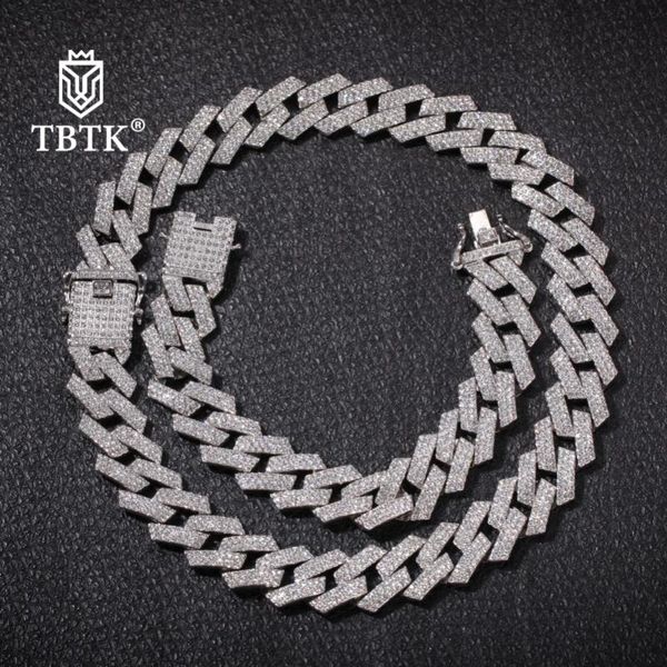 

chains tbtk wholesale 20mm cuban bracelet & necklaces hiphop fashion jewelry 3 row rhinestones iced out for men, Silver