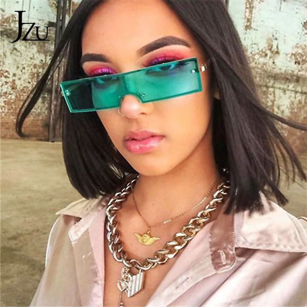 

2020 trend fashion rectangle sunglasses women brand designer fashion green red clear lens for female retro eyewear uv400, White;black