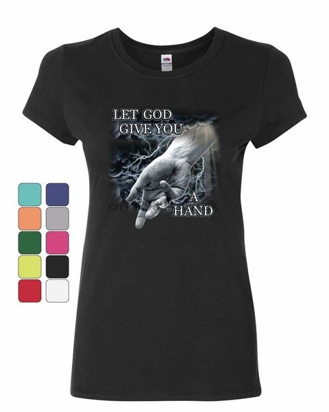 

let god give you a hand womens t-shirt religious catholic jesus bible shirt