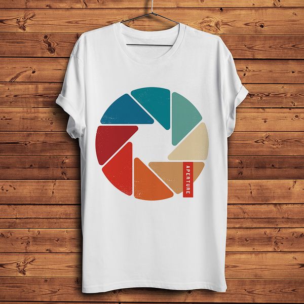 

rainbow aperture funny geek t shirt homme summer new white short sleeve men casual tshirt streetwear hipster tee