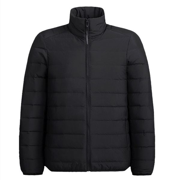 

selling mens down jacket 2020 autumn winter european american fashion youth leisure sports stand-up collar warm simple lightweight coat, Black