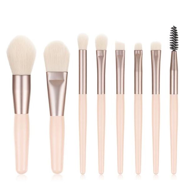 

wood handle makeup brushes set 8pcs tools soft hair brush for eyeshadow blush eyebrow cosmetics 4 colors available reusable portable dhl