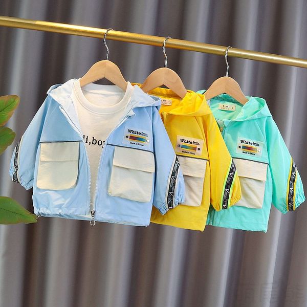 

a generation of fat children short jaet versatile autumn clothing new style boy's casual hooded long-sleeved coat coat piece, Blue;gray