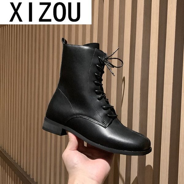 

2020 new winter warm boots women retro pu leather ankle boots for women fashion casual shoe plus size 43 botas mujer, Black