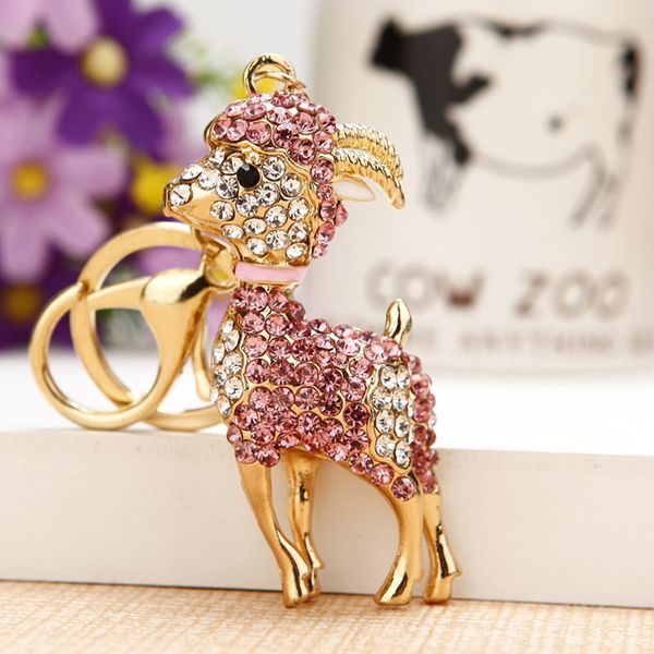 

keychains sheep keyring fashion beauty jewelry cute rhinestone crystal charm pendant key chain bag creative gift, Silver