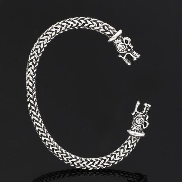 

men nordic viking odin wolf king chain amulet bracelet adjustsize, Black