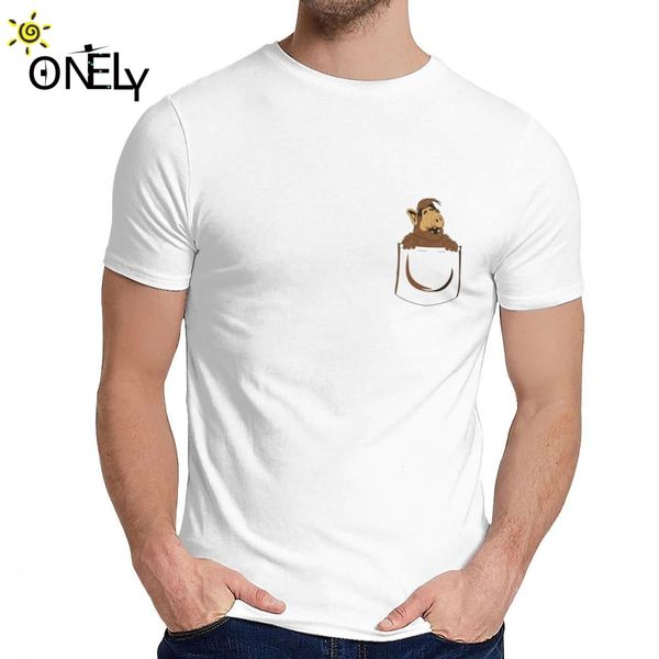 

male tee shirt alf pocket slim geek round neck vintage short sleeve