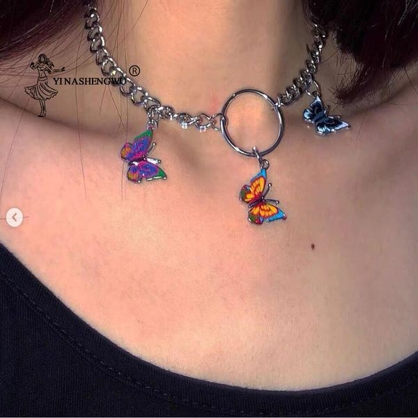 

new simple color butterfly pendant clavicle chain women girl retro fashion necklace elegant necklace fashion aesthetic jewelry, Golden;silver