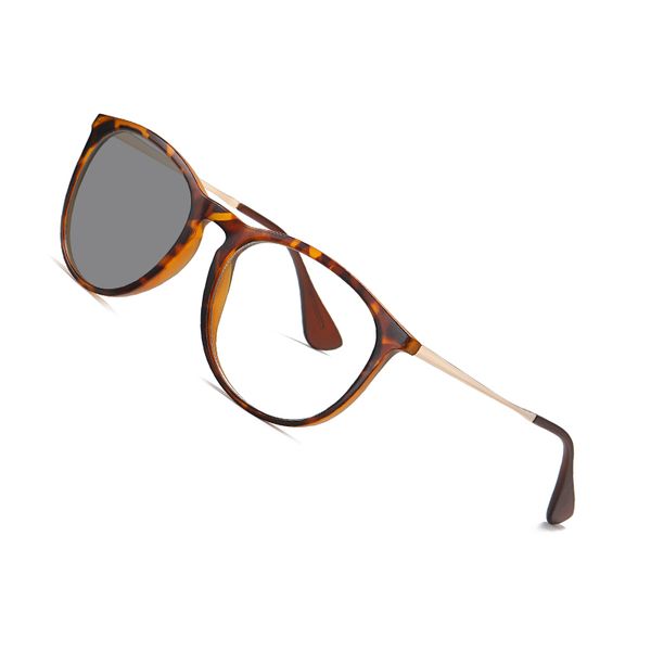 

aofly brand design round pchromic sunglasses female tr90 frame blue light blocking glasses men women chameleon glasses uv400, White;black