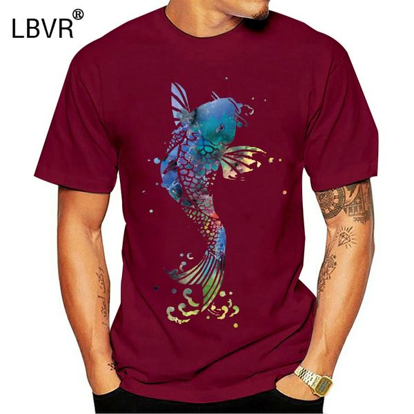 

retro koi fish t-shirt fitted men's customied fish slogan t shirt casual summer pattern 100% cotton pop tee