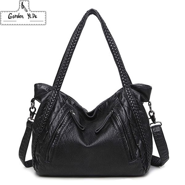 

2019 new brand soft leather large pocket casual handbag womens handbag shoulder bag large capacity handbag
