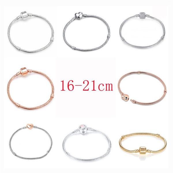 

16-21cm european snake chain bracelet with round heart clip f001, Black