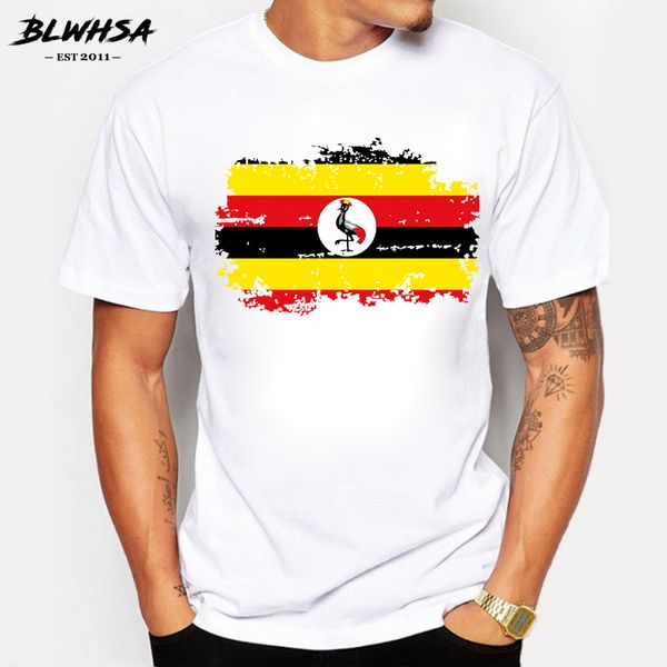 

blwhsa uganda flag printing t shirt men fashion short sleeve cool t-shirts uganda national flag summer men tees