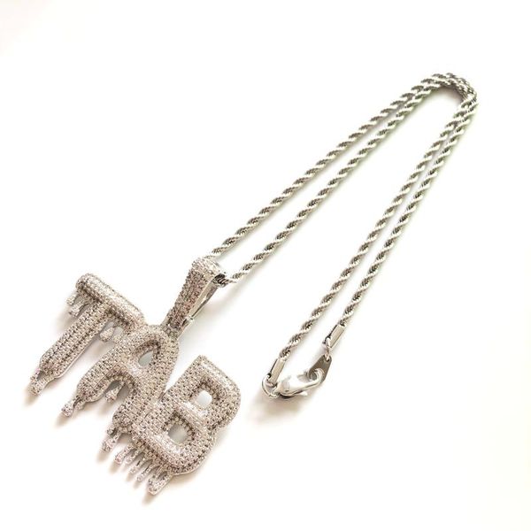 

custom dripping letter pendant wholesale jewelry, Silver