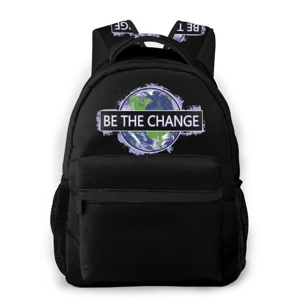 

be the change print large capacitydaily casual new fashion school blue planet bag