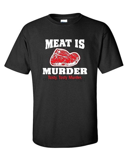 

meat is murder tasty murder-mens funny cotton t shirt