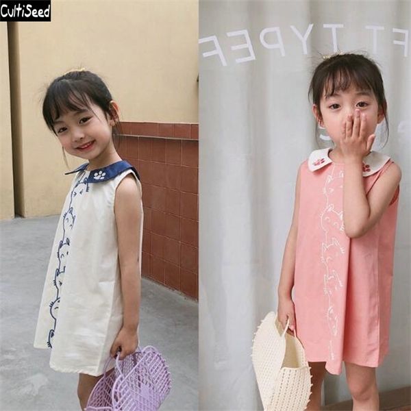 

cultiseed girl cat paw print cartoon dress children girls korean cute sleeveless vest dress kids birthday party dresses 0926, Red;yellow