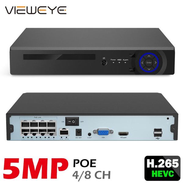 

kits vieweye h.265 h.264 4/8ch poe nvr security ip camera video surveillance cctv system p2p onvif 2mp/5mp network recorder, Black;white