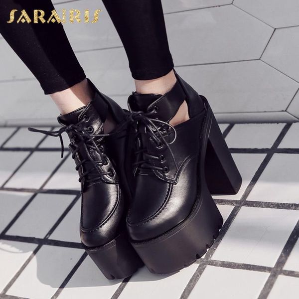 

sarairis 2020 new fashion square high heels black shoes woman boots female zip up platform ankle boots female