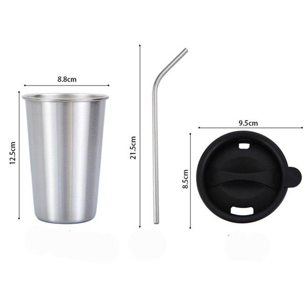 

304 stainless steel coffee mug straw set with switch lid reusable tumbler outdoor camping travel mug drinking juice tea beer cups