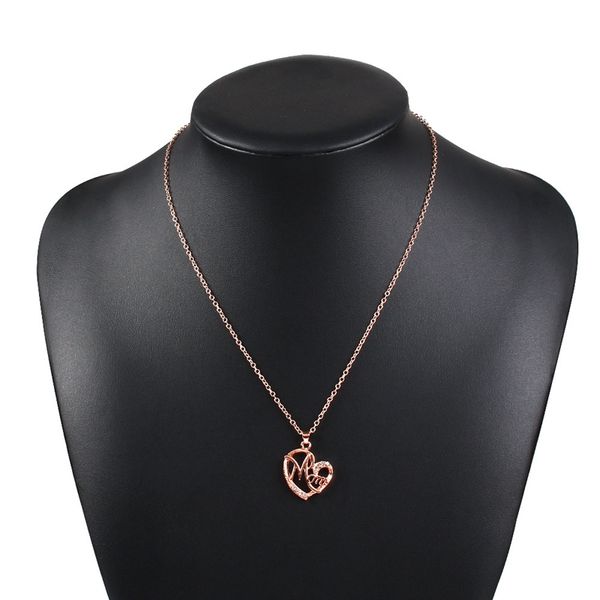 

duftgold new exquisite rose gold heart letter mom pendant necklace elegant fashion necklace for women mother's day jewelry gifts, Silver