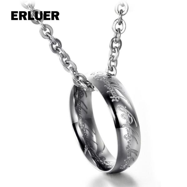 

fashion of the r ings charm pendant necklace for women men stainless steel necklaces & pendants lovers gift jewelry bijoux, Silver