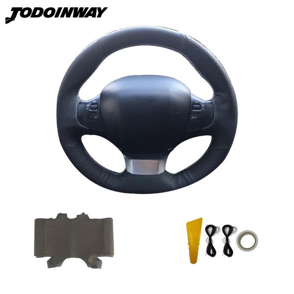 

for 308 sw t9 2014-2020 diy genuine leather stitch steering wheel cover car interior for 3008 2020 2020