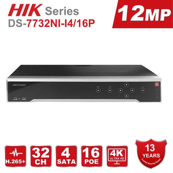 

оригинальный hik 32ch poe nvr ds-7732ni-i4 / 16p 32 канал 16 poe ports network video recorder поддерживает двустороннюю разговор до 12м, Black;white