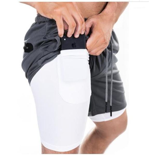 

stretch short trousers summer spring drawstring knee active pants designer men trousers double layer fitness, White;black