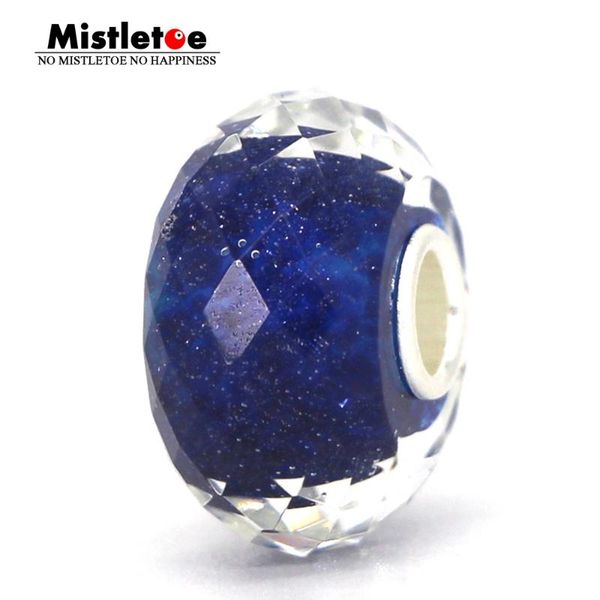 

mistletoe 925 sterling silver dark blue wish starry sky murano glass charm bead fit european troll & pan bracelet jewelry
