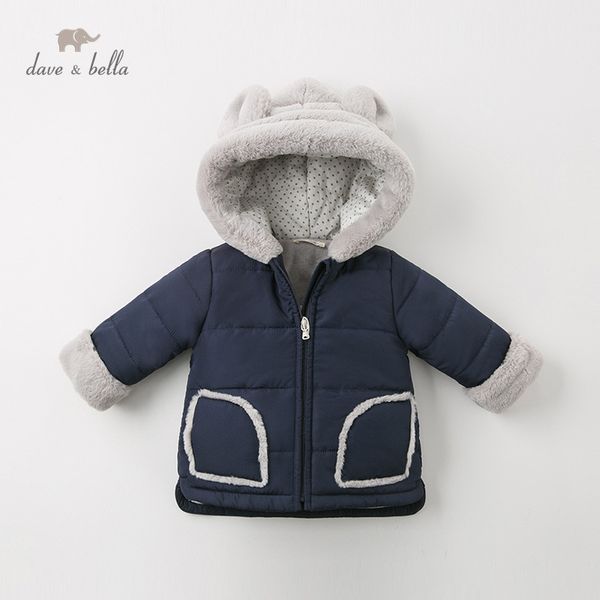 

db11631 dave bella winter baby boy navy jacket children fashion outerwear kids hooded zipper coat, Blue;gray